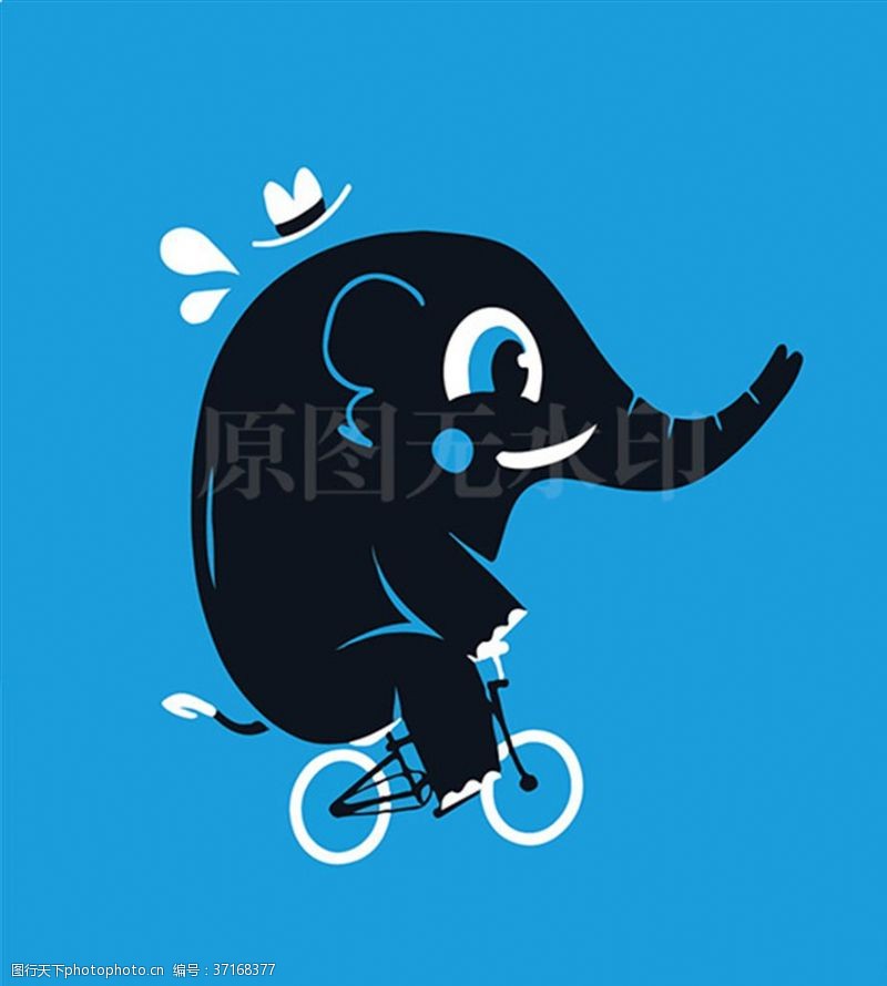 骑马插画大象动物马戏团表演单车可爱插图