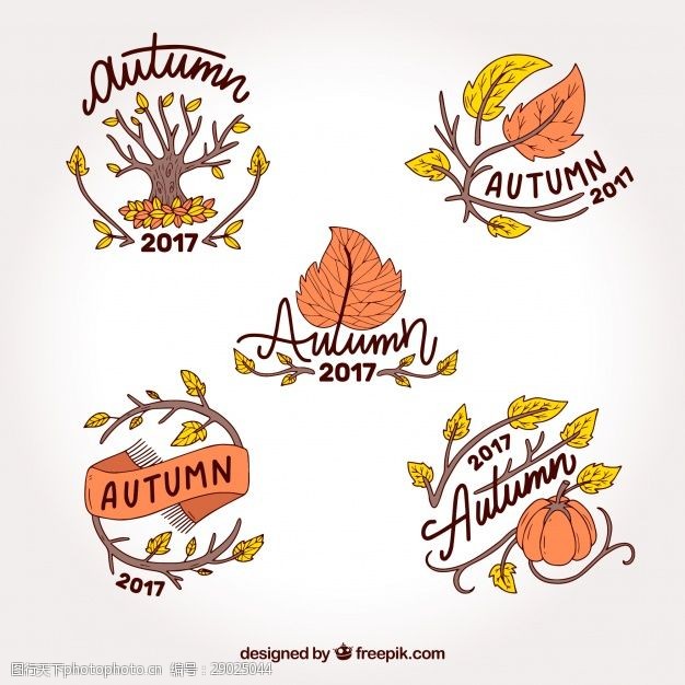 各种标签手绘各种秋季标签