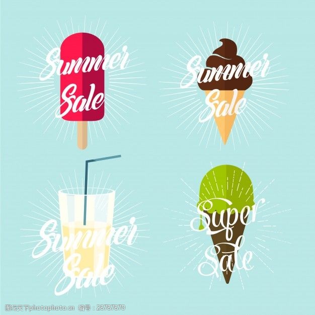 夏季徽章冰淇淋夏日销售理念