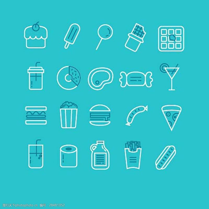 食物图标餐饮食物线条icon图标设计