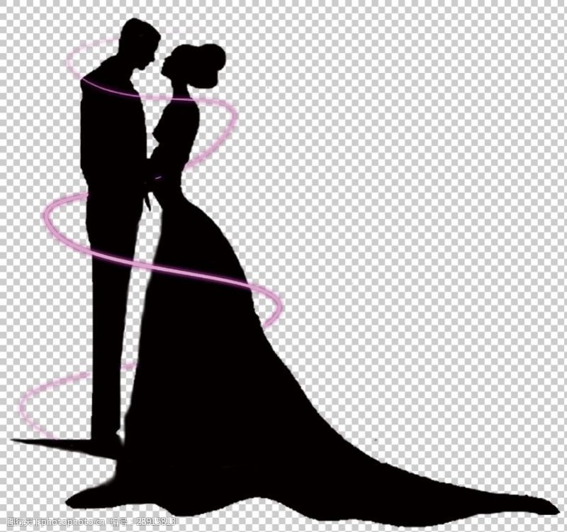 西式婚礼元素婚礼情侣剪影免抠png透明图层素材