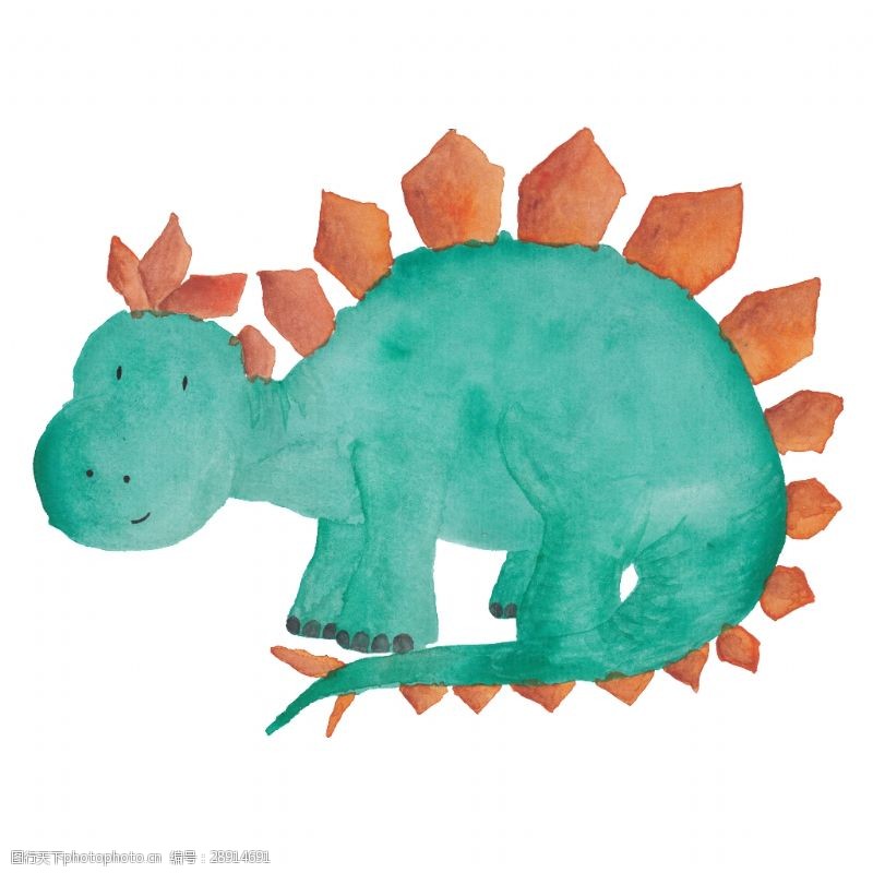 绿色手绘恐龙卡通恐龙透明素材