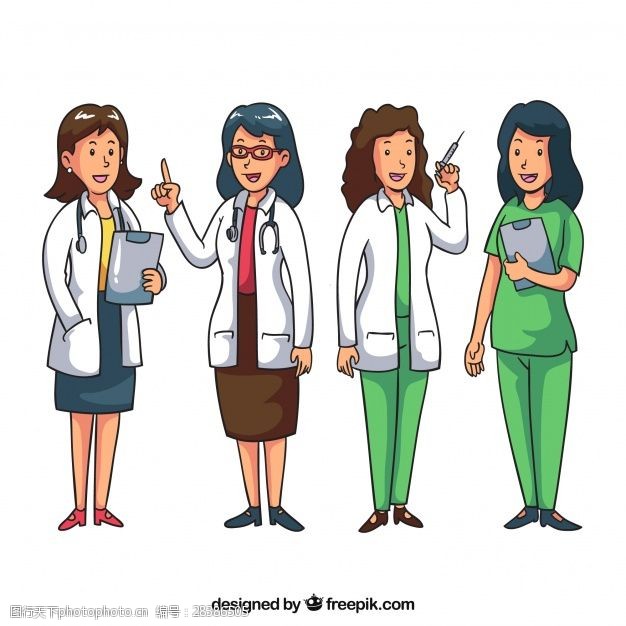 健康的一面一群面带笑容的女医生在工作