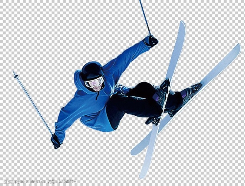 蓝衣服滑雪人免抠png透明图层素材