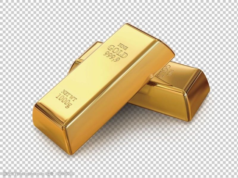 金牌块两块黄金砖块免抠png透明图层素材