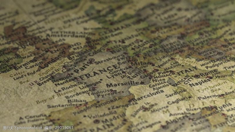 欧洲国家的地图浏览一张横跨法国的老式地图