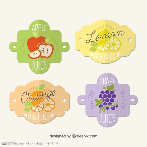 果汁水果标签在平面设计的果汁装饰复古标签