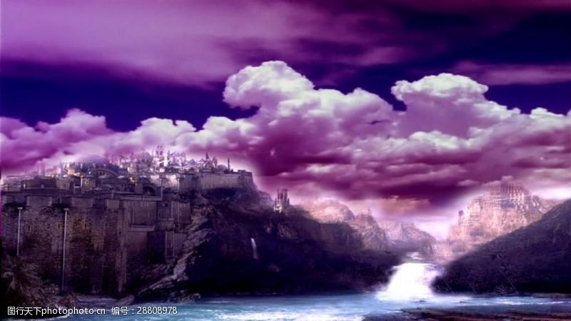 风景合成紫色梦幻自然神秘视频素材