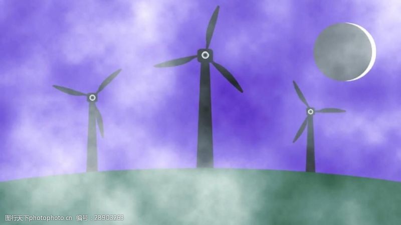 风景合成风力涡轮机MG动画高清视频素材