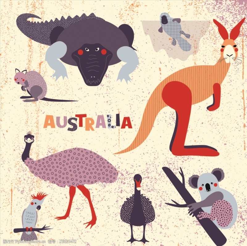 鼠绘澳大利亚动物矢量图下载