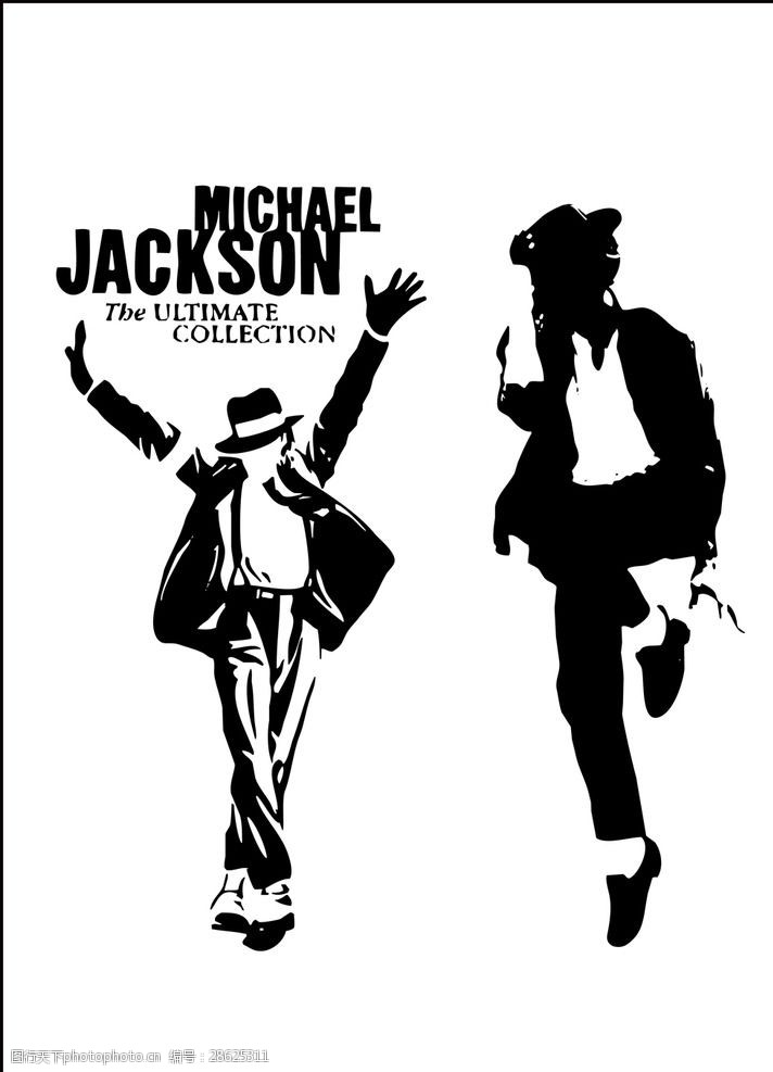 迈克杰克逊矢量黑白人物剪影迈克尔杰克逊