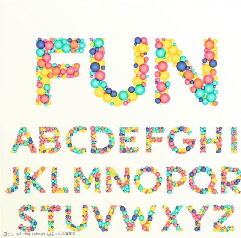 多彩字母多彩气泡字母字体设计矢量素材