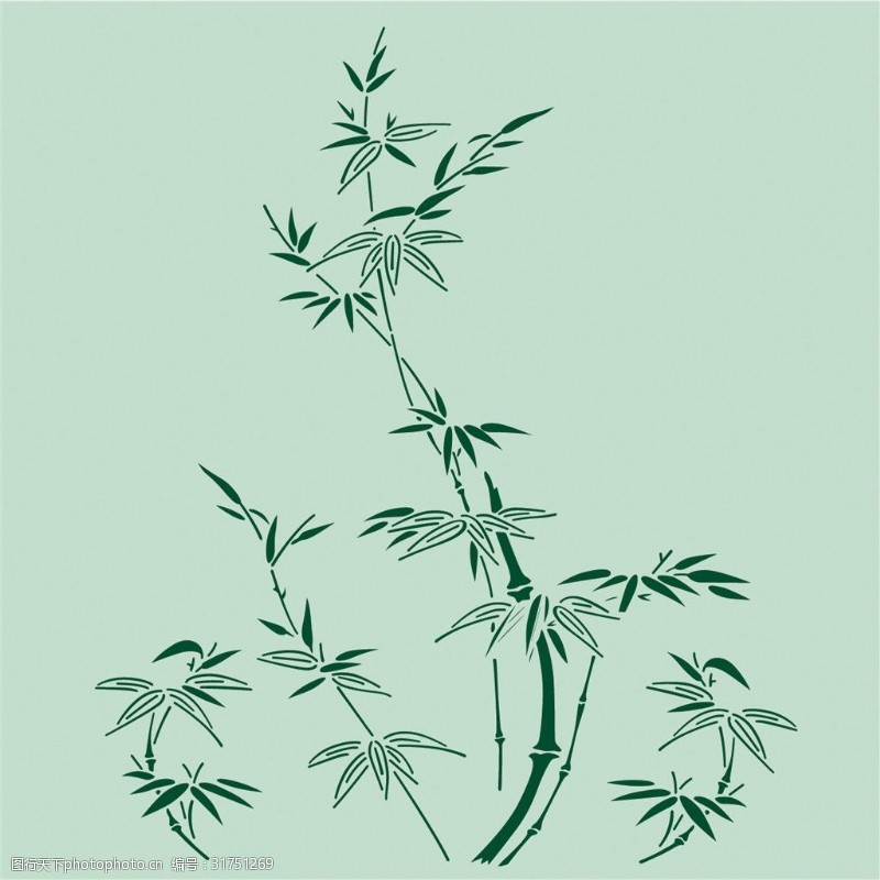 矢量花纹免费下载浅绿色竹子花纹背景图