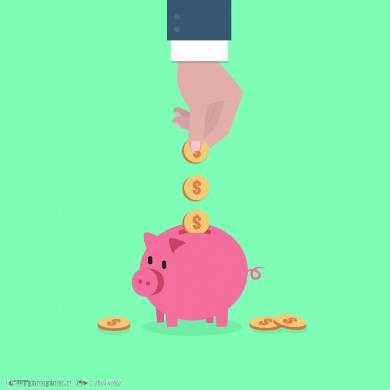 存金币的小猪储蓄罐金融海报背景
