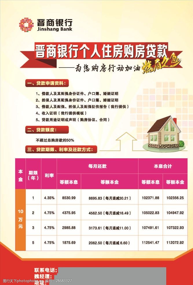 可贷款的房子个人住房购房贷款单