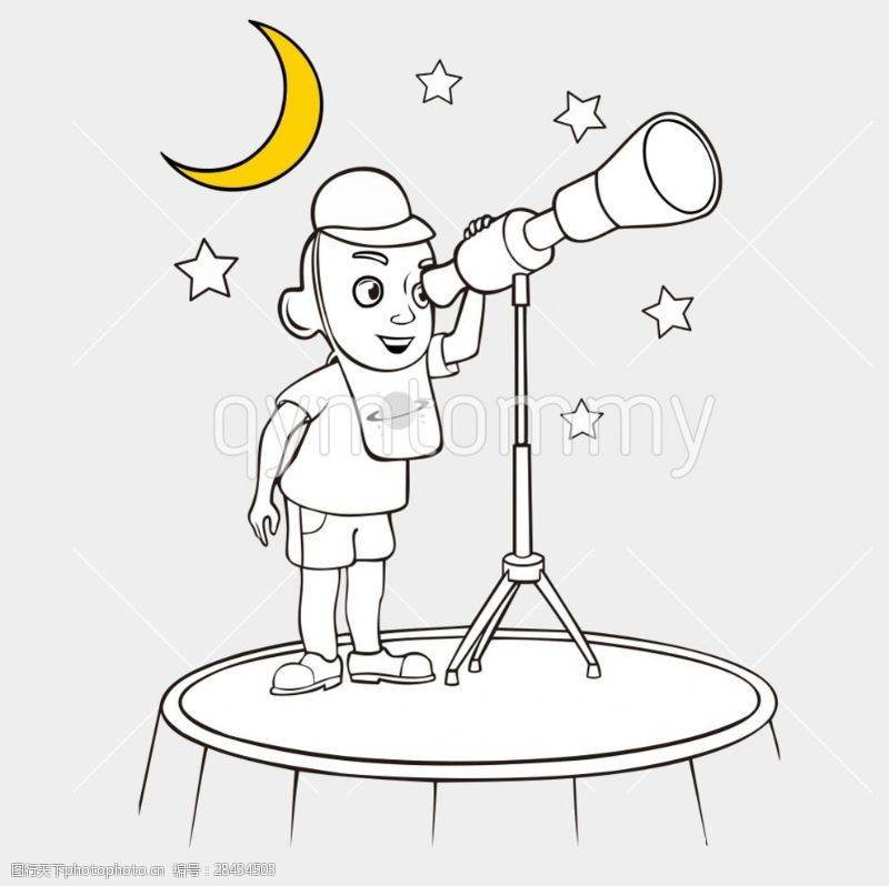 天文望远镜小小天文家矢量图