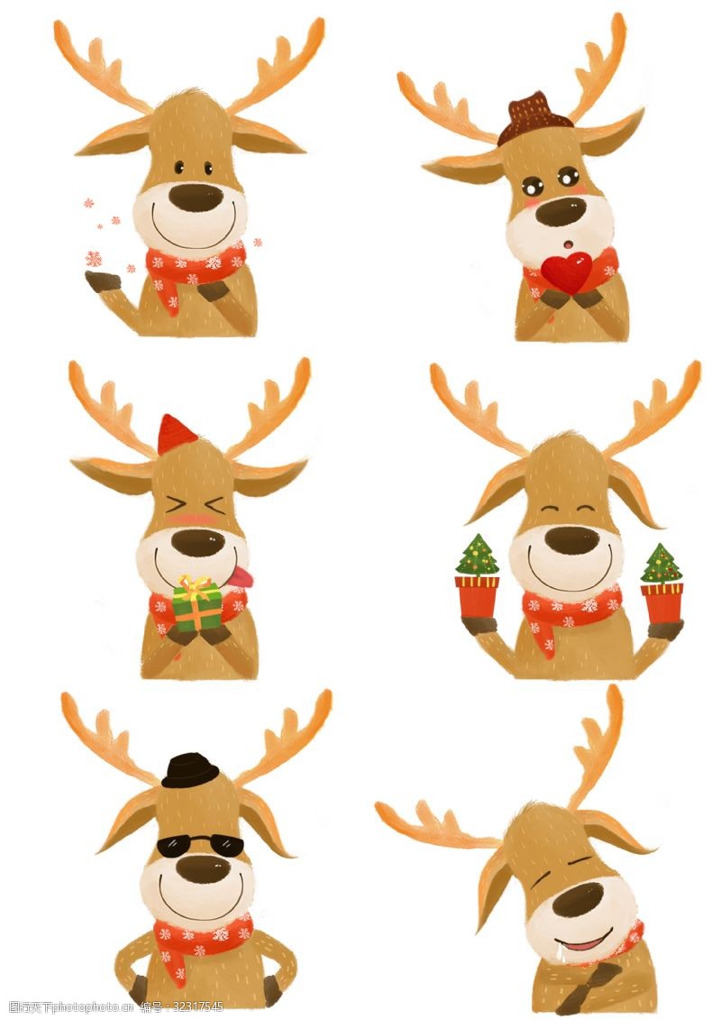 卡通圣诞小鹿表情包